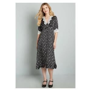 ModCloth Black Mushroom Print Leisure Meets Luxury Midi Dress Sz.18W